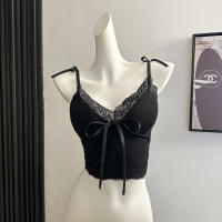 Camisola de encaje con lazo y almohadilla para el pecho para mujer, ropa interior sexy de corte bajo, libre de usar, nuevo - details 0