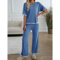 Ropa de mujer de moda 2025 primavera y verano temperamento casual de manga corta conjunto de pantalones de punto - details 21