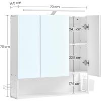 Armario de Baño con Luz LED 16,5 x 70 x 75 cm Toma Corriente Cesta Colgante Soporte para Secador - details 16