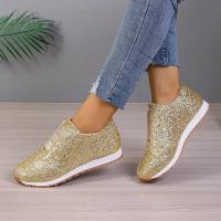 Zapatos planos informales de malla para mujer, zapatillas vulcanizadas con lentejuelas y cordones, deportivas para correr al aire libre, otoño - details 5