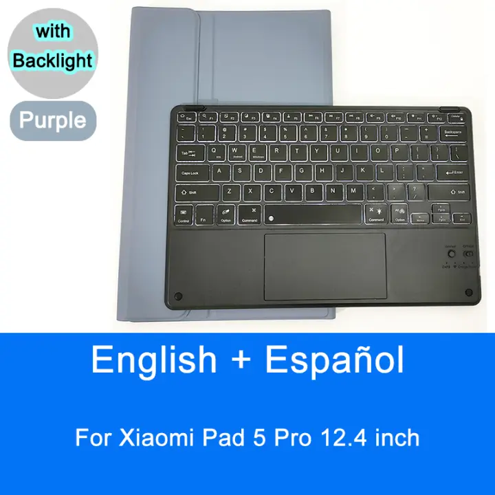 Funda de Teclado Bluetooth para Xiaomi Pad 5 Pro 12.4 pulgadas Estilo Español y Inglés Material de Cuero Sintético Compatible con Marca Xiaomi Diseño Plegable - 1