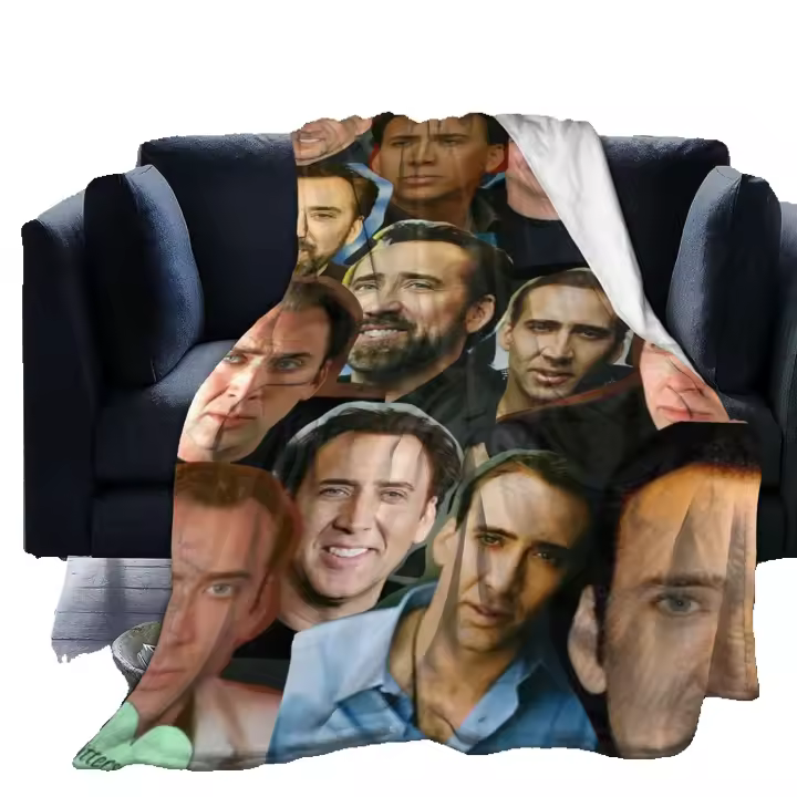 Manta de Vellón Cálida y Cómoda de Nicolas Cage Ideal para Hogar, Oficina, Campamento - 1