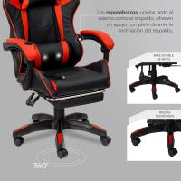 Gaming con Respaldo Ergonómico Inclinable y Altura Ajustable, Silla de Oficina con Soporte Lumbar, Acolchado y Reposapiés Extraíble, Negro, 58x66x114-124 cm - details 26
