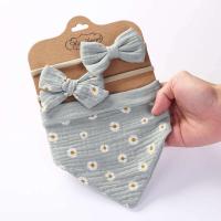 Set de Diadema de Alimentación de Bebé de Muselina de Algodón 3 piezas: Toalla de Saliva con Estampado Triangular, Diadema de Tie Neonatal, Pañuelo de Alimentación de Bebé - details 6