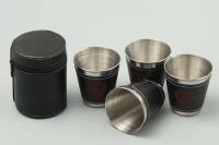 Villa para acampar al aire libre, juego de tazas VIE, suministros para picnic, copas de vino y cerveza de acero inoxidable, cuero PU, 30/70 ml, 4 piezas. - details 12