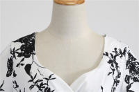 Women floral print casual half sleeve elegant vintage party dress - details 30