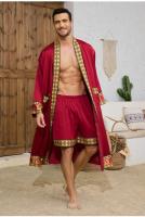 Ropa de Noche de Seda Satinada Estilo Barroco Camisa de Baño Casual Suelta para Hombres - details 3