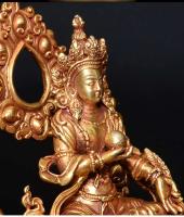Estatua de Buda de adoración en el hogar dorada de cobre puro tántrico tibetano hecho a mano nepalí y adorno de práctica - details 5