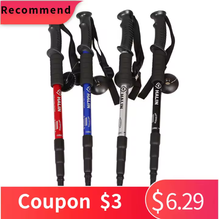 Bastones de Senderismo Premium 1pc de 50-110cm con Mango Recto Ajustable y Telescópico para Caminatas y Excursiones Alpenstock Regalos - 1