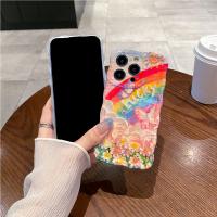 Funda de iPhone 15 Pro Max Pintura al Óleo de Luz Azul Arco Iris Flor Mariposa - details 49