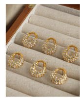 Lujo Chapado en Gold CZ Pendientes de Ao Pierce Zirconia Cuff Pendientes Fashion Party Wedding Jewellery - details 7