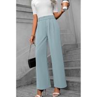 Pantalones de oficina de moda para mujer de cintura alta y pierna ancha 2025 en algodón original. - details 11