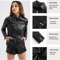 Chaqueta de cuero de imitación para mujer, abrigo de motociclista de moda, ropa de primavera y otoño - details 2