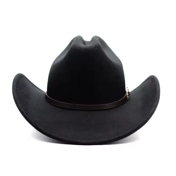Vintage Western Cowboy Hat For Men's Gentleman Lady Jazz Cowgirl With Leather Wide Brim Cloche Church Sombrero Hombre Caps - 1