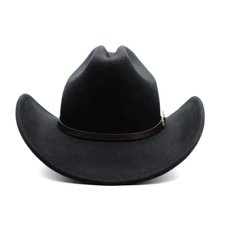 Vintage Western Cowboy Hat For Men's Gentleman Lady Jazz Cowgirl With Leather Wide Brim Cloche Church Sombrero Hombre Caps - 1