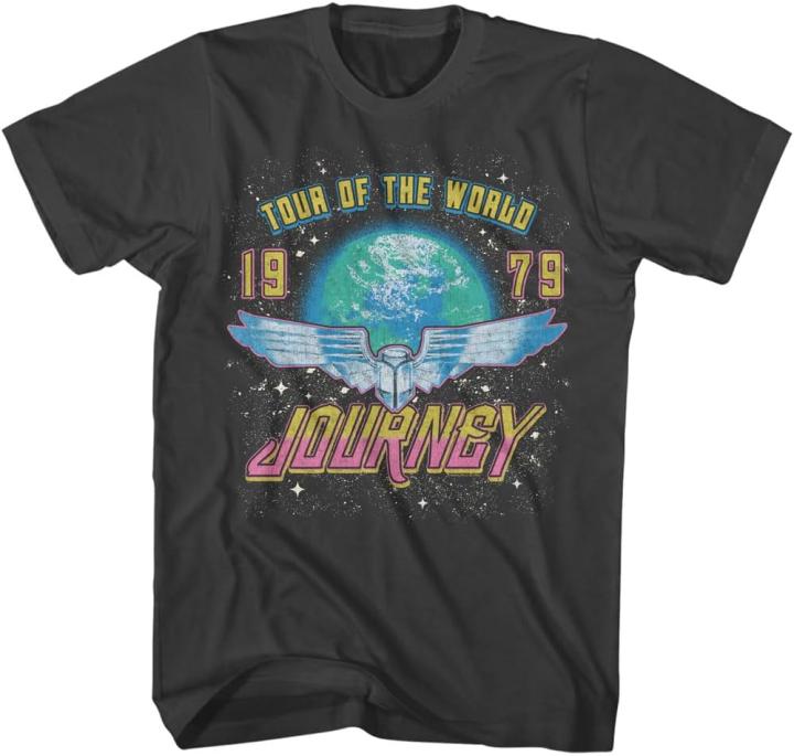 Camiseta de manga corta para adultos Journey 1979 Tour of The World, camisetas gráficas de estilo vintage de rock clásico