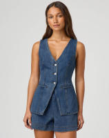2025 nueva moda y ocio conjunto de ropa de mujer de cintura alta sin mangas, pantalones cortos de mezclilla para mujer - details 2