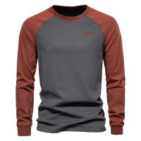 Camiseta de manga raglán de talla europea para hombre, camiseta de manga larga con empalme, Camiseta informal de algodón para hombre - details 6