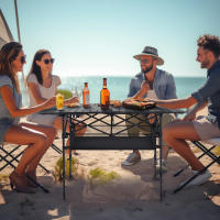 Mesa de Camping Nesmova Ajustable y Plegable Portátil de Aluminio para Picnics Indoor y Outdoor - details 3