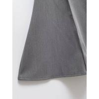 OUWU- Mini Vestido Gris Primavera 2025 Manga Corta Cuello Redondo Oficina para Casual Staple Uste Elástico Traboo Ocio Esencial - details 7
