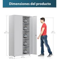 Armario de Garaje de 5 Estantes con Cerradura, Armario de Oficina con Estantes Ajustables, para Oficina, Garaje y Lavadero, Negro - details 8