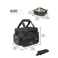 Estuche de cosméticos de poliéster negro de estilo minimalista, bolsa secundaria desmontable para herramientas de maquillaje y cabello con interior sin forro - details 1