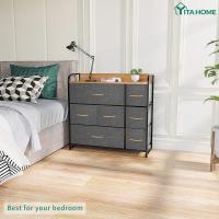 Unidad de Almacenamiento de Tela, con 7 cajones Extraíbles, Cómoda para Sala de Estar, Dormitorio - details 1