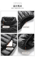 Chaqueta de plumón de un solo hombro para hombre hecha de algodón fino, cuello alto, ligera, lujosa, - details 11