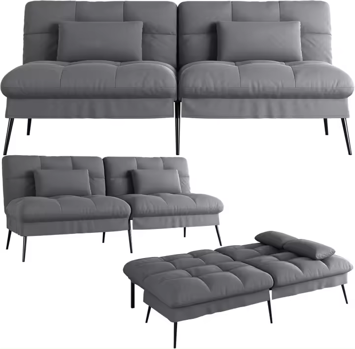 Sofá cama con función de descanso, funda de futón, sofá cama, sofá esquinero, sofá cama para invitados, sofá de 3 plazas, con respaldo ajustable - 1