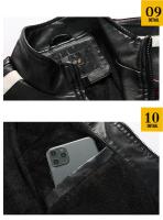 Nuevo traje de carreras de motos de los hombres, de cuero, de lana, delgado, chaqueta oscura, chaqueta de invierno para hombres, chaqueta de choque etiqueta - details 14