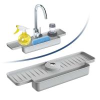 Guarda Salpicaduras de Grifo de Lavabo de Silicona Mejorado Porta Esponja para Fregadero de Cocina y Baño Organizador de Empaque de Viaje - details 5