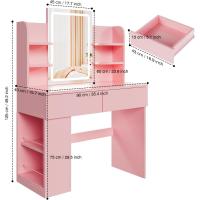Mesa de Maquillaje LED Regulable Vanity con 2 Cajones y 4 Estantes Estante Inferior - details 17