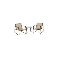 Conjunto de mesa y 2 sillas, muebles para jardín exterior, patio, terraza, silla plegable, respaldo reclinable a 4 niveles, textileno, marco de acero marrón - details 11