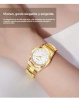 Reloj para Mujer de Acero Inoxidable 2025 Diseño Nórdico Minimalista, Esfera Dorada Luminiscente, Movimiento MIYOTA Japonés, 3ATM Impermeable, Ideal para Ejecutivas y Regalos de Lujo - details 1