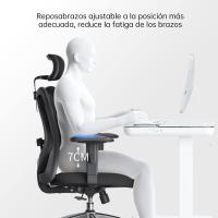 Silla de escritorio para computadora con reposacabezas ajustable y soporte lumbar, respaldo alto, silla ejecutiva giratoria para oficina en casa (azul claro) - details 14
