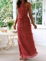 Conjunto a juego de faldas plisadas con chaleco y cuello redondo liso, traje de retazos sin mangas para primavera y verano para mujer, trajes de mujer con cintura elástica 2025 - details 2