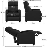 Sillón de Masaje Silla Relax Butaca Sofá Ajustable de Relajación con Función Reclinable para Sala de Estar y Dormitotio Gris - details 39