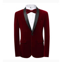 Chaqueta de terciopelo para hombre, abrigo deportivo ajustado, color sólido - details 1
