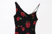 Ropa de mujer europea y americana gasa popular largo estampado floral cuello de columpio vestido largo de viaje de vacaciones vestido - details 3