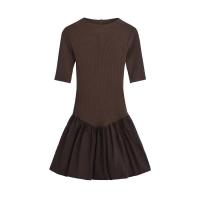 Nuevo Vestido Mini Ajustado y Acampanado de Mujer con Diseño de Parches, Manga Corta y Cuello Redondo para Otoño e Invierno. - details 0