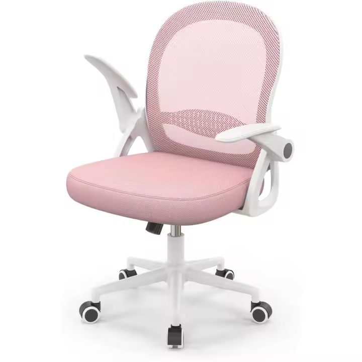 Respaldo de malla transpirable y asiento, silla de ordenador, regulable en altura, reposabrazos abatibles. - 1
