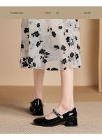 Zapatos de tacón medio para mujer, cómodos, de 3cm, bloque de color blanco y negro, zapatos Mary Jane con punta cuadrada - details 9