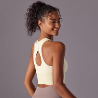 Tops para mujer, Top moldeador de punto de Color sólido, ropa de Yoga recortada en la espalda, deportes, correr, camiseta sin mangas - details 48