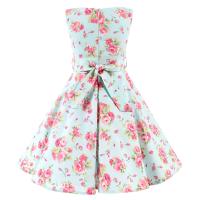 Vestido retro para niña, vestido vintage de princesa de verano sin mangas con lunares de algodón ligero y romántico floral de los años 50 para fiesta y boda Daliy - details 27