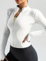 Ropa de yoga para mujer, abrigo deportivo de otoño e invierno para yoga, cuello alto, top de manga larga, entrenamiento de Pilates, ropa deportiva para correr - details 0