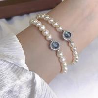 Pulsera de Perlas con Gemas Azules Estilo Retro Ligero de Lujo para Mujer - details 4