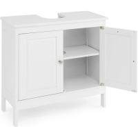 Armario bajo lavabo, corte en forma de U, mueble bajo lavabo con 2 puertas de persiana y 2 estantes, armario de suelo de baño, 60x30x60cm - details 0