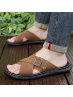 Chanclas de gran tamaño para hombre, sandalias de verano para exteriores, chanclas casuales, cien una palabra, arrastre al aire libre, zapatos de playa - details 1