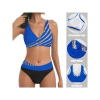 Traje de baño para mujer, bikini sexy, bikini brasileño de malla a rayas, conjunto de bikini para mujer, bañador de banda con escote en u - details 1
