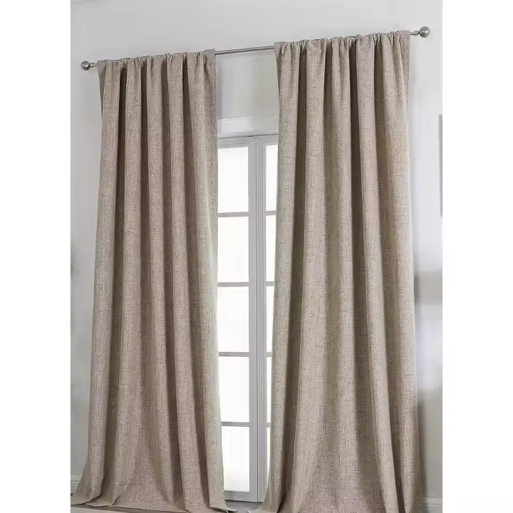 Cortinas de Lino Opacas 2 Piezas, Aislantes Térmicos para Dormitorio, Salón - 1